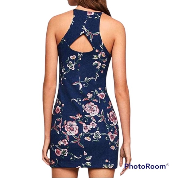 BCBGeneration Floral Embroidered Rackerback Strappy Mini Dress - Picture 2 of 14